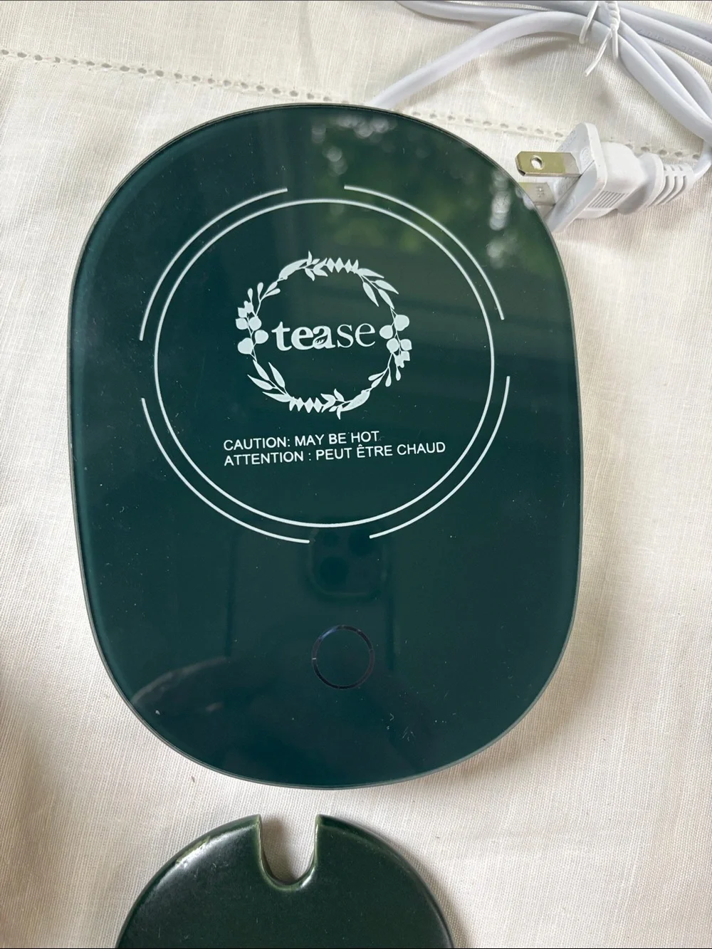 Tease Electric Mug Warmer Set in Deep Green with Lid and Spoon